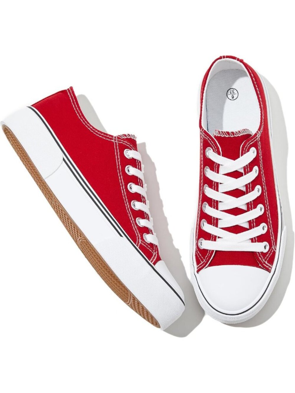 Stylish Low Top Canvas Sneakers for Women - Casual Lace-Up Walking Shoes in